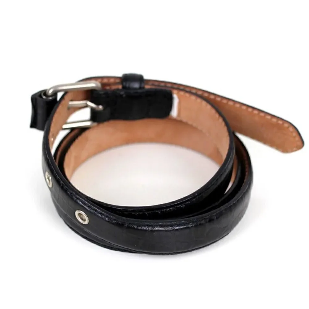 Talbots CROCO EMBOSSED BLACK GENUINE LEATHER 3/4